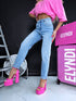 "BELFORT" MOM FIT jeans HM306-1 - BLUE